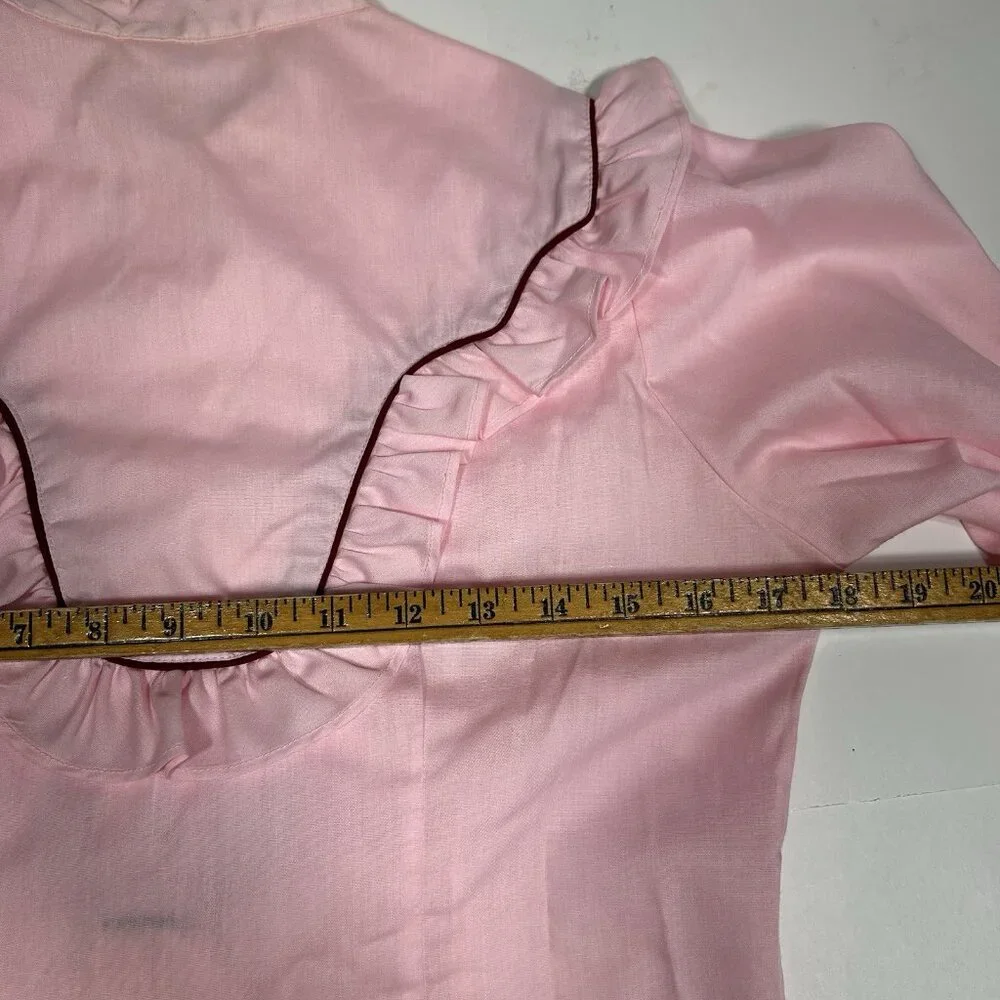 Vtg Fenton Western Women Prairiecore Ruffle Pearl Snap Shirt Top Pink Sz 14 Flaw - Picture 8 of 9